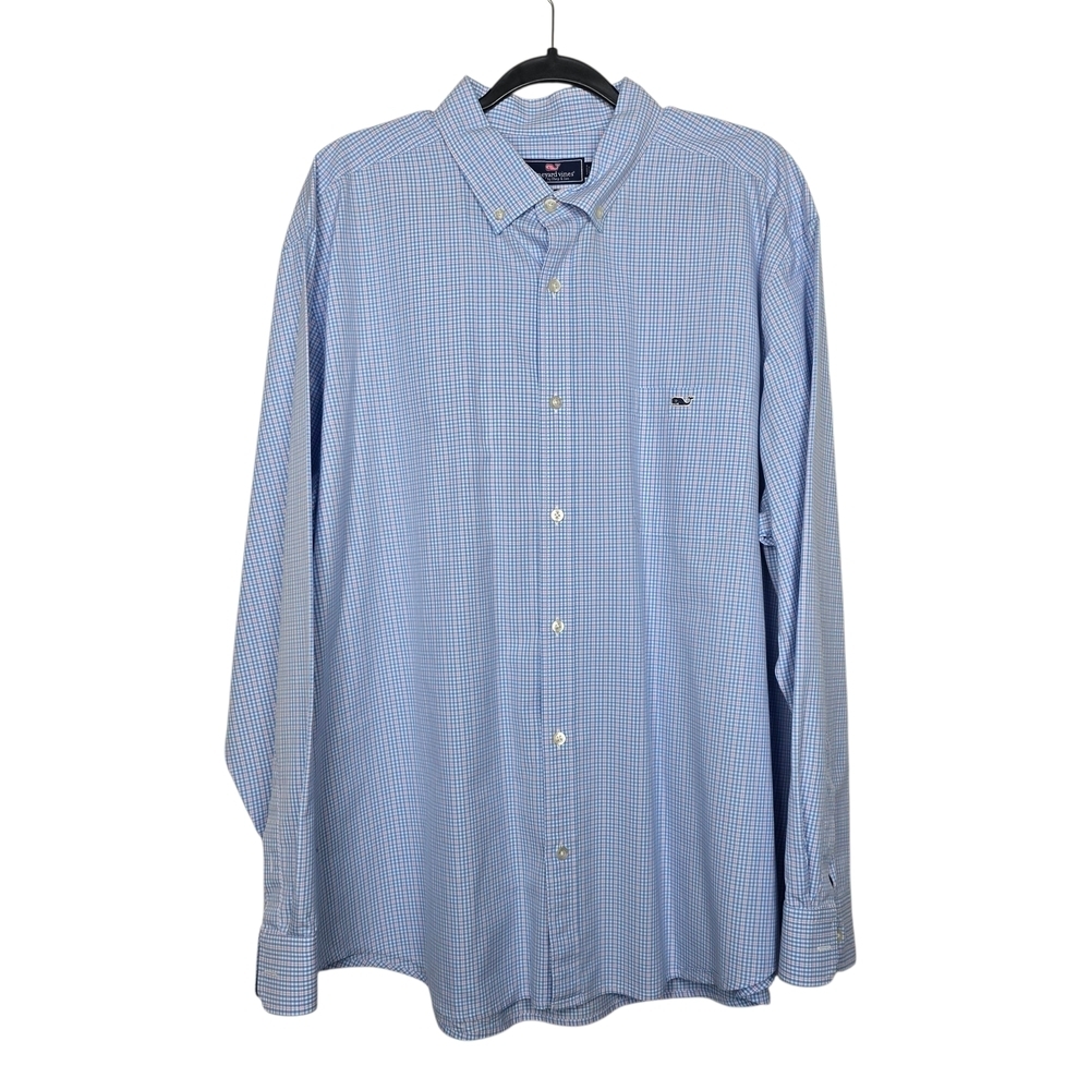 Vineyard Vines Light Blue Checkered Button Down Shirt